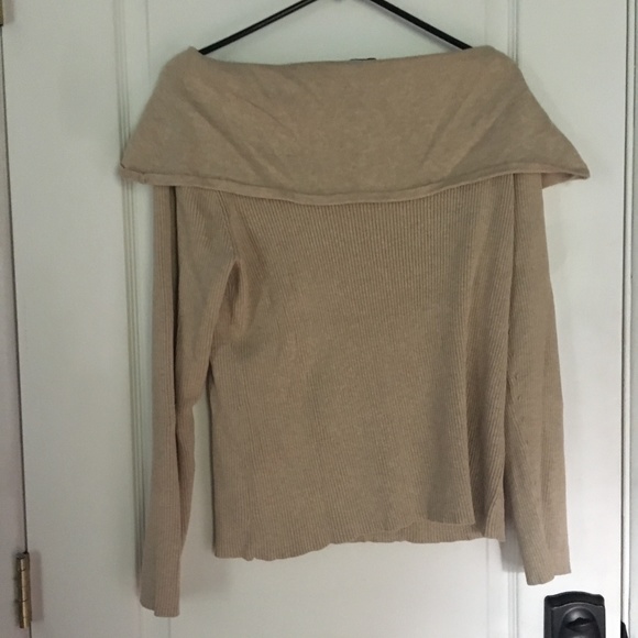 Tan Off The Shoulder Sweater Basic Plus Size - Picture 6 of 6